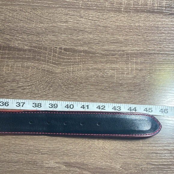 Mens Pre Owned Links & Kings Italian Smooth Leather Golf Belt Size 40 Black &Red - Picture 9 of 11